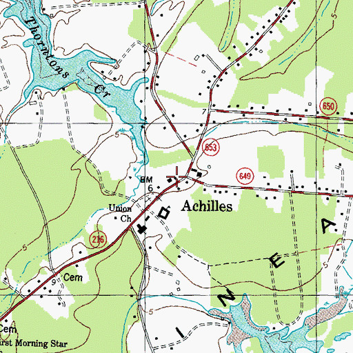 Topographic Map of Achilles Post Office, VA