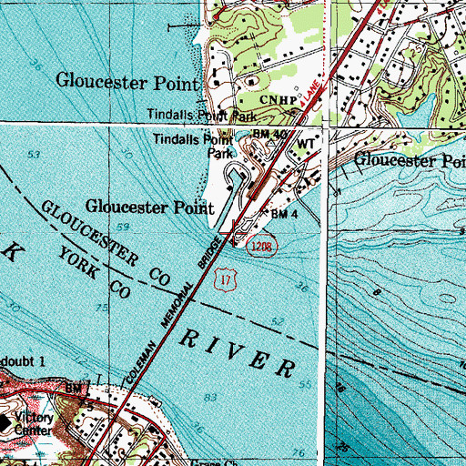 Topographic Map of Gloucester Point, VA
