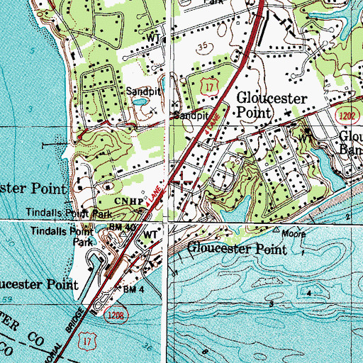 Topographic Map of Gloucester Point Post Office, VA