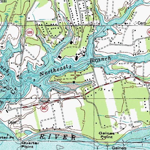 Topographic Map of Oyster Cove, VA