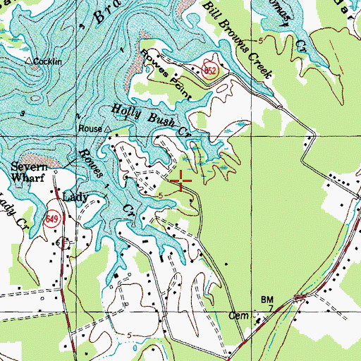 Topographic Map of Rowes Haven, VA