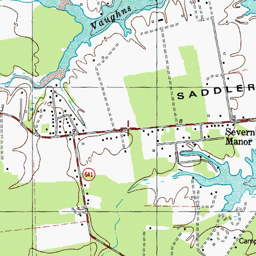 Topographic Map of Sadlers Neck School (historical), VA