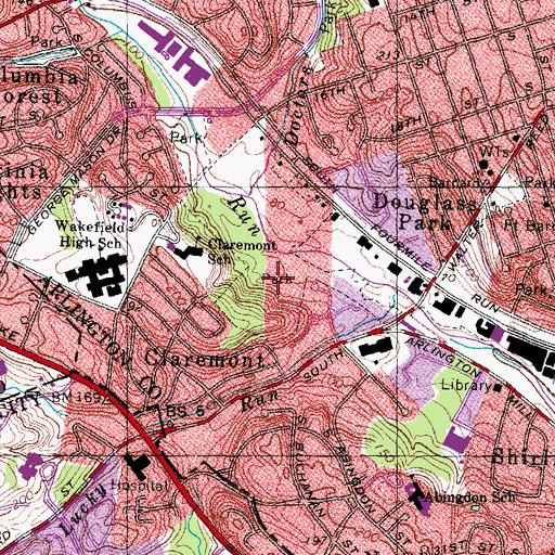 Topographic Map of Barcroft Park, VA