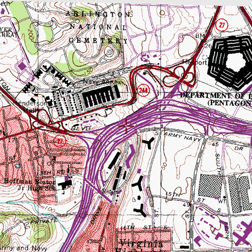 Topographic Map of Interchange 8, VA