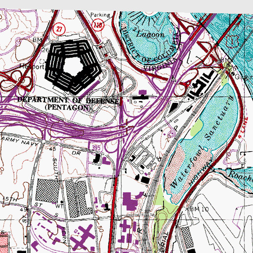 Topographic Map of Interchange 9, VA
