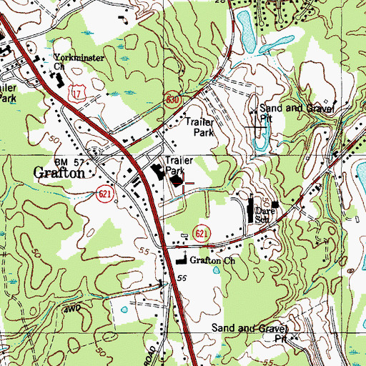 Topographic Map of Grafton Post Office, VA