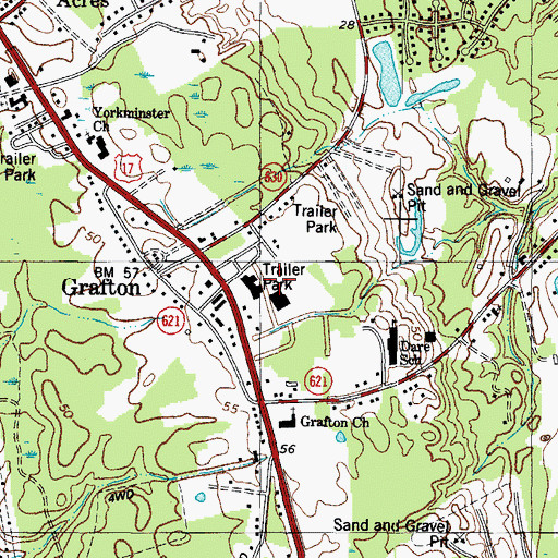 Topographic Map of Grafton Shopping Center, VA