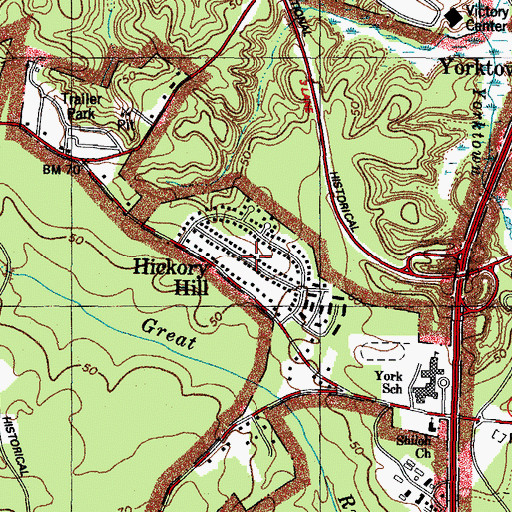 Topographic Map of Hickory Hill, VA