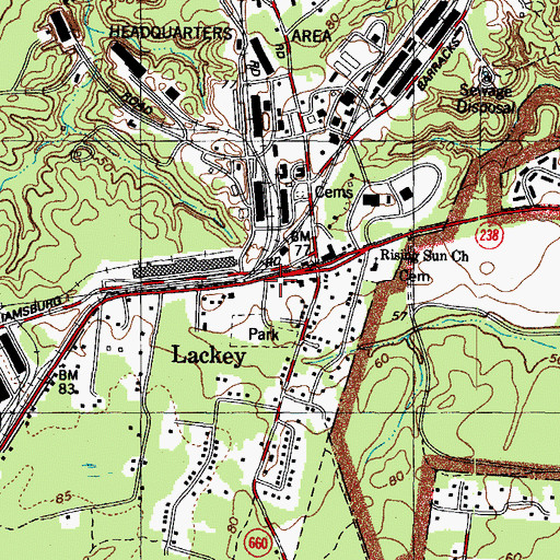 Topographic Map of Lackey Post Office, VA