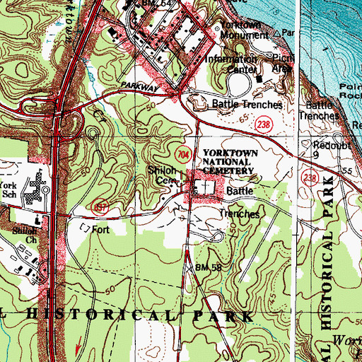 Topographic Map of Shiloh Cemetery, VA