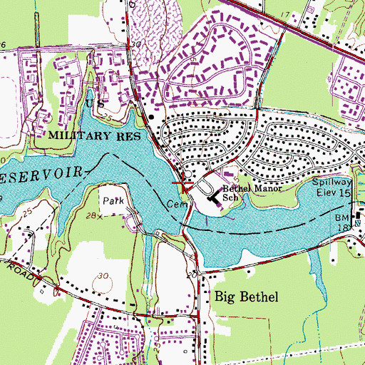 Topographic Map of Big Bethel Church (historical), VA