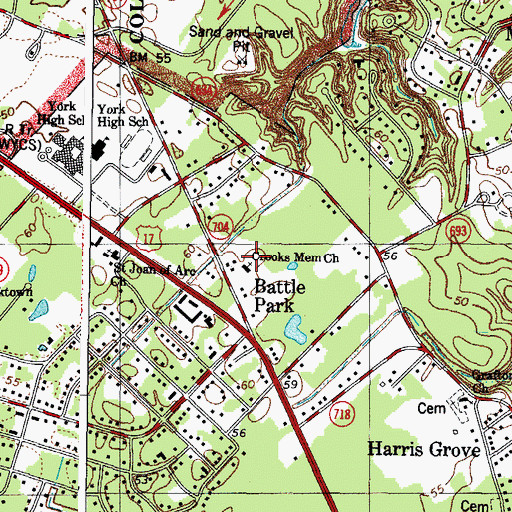 Topographic Map of Crooks Memorial Church, VA