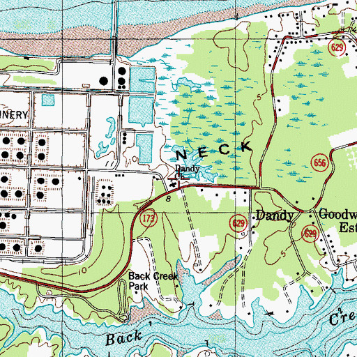 Topographic Map of Dandy Church, VA