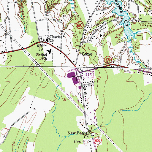 Topographic Map of Tabb High School, VA