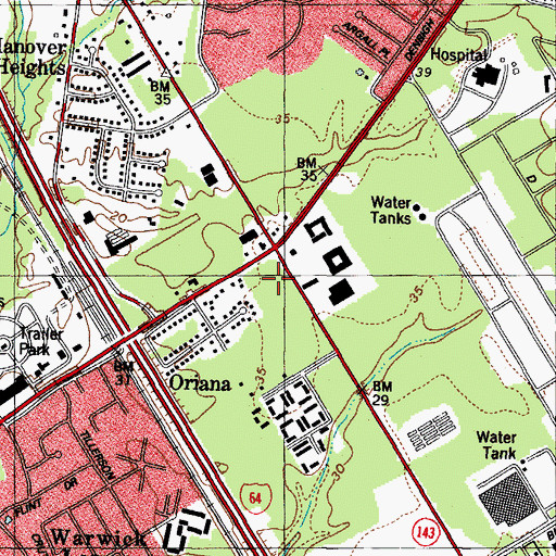 Topographic Map of Denbigh Crossing Shopping Center, VA