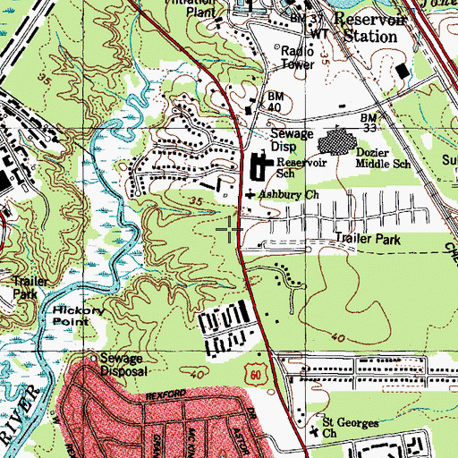 Topographic Map of Merry Oaks Shopping Center, VA