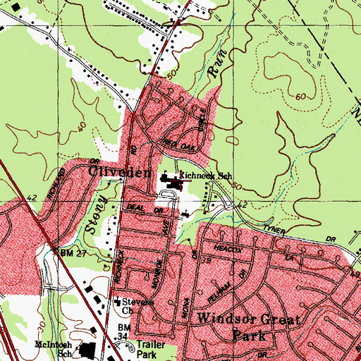 Topographic Map of Richneck Elementary School, VA