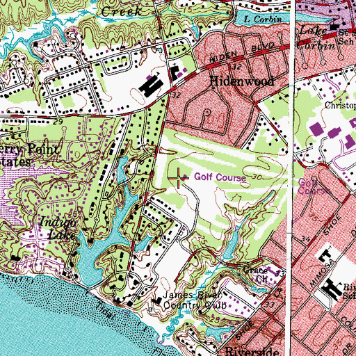 Topographic Map of Hiddenwood Presbyterian Church, VA