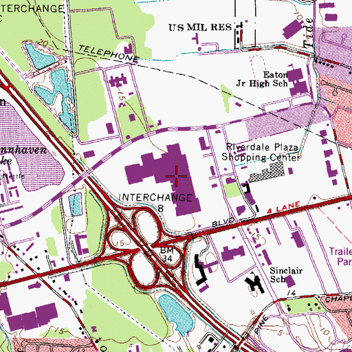 Topographic Map of Coliseum Mall Shopping Center, VA