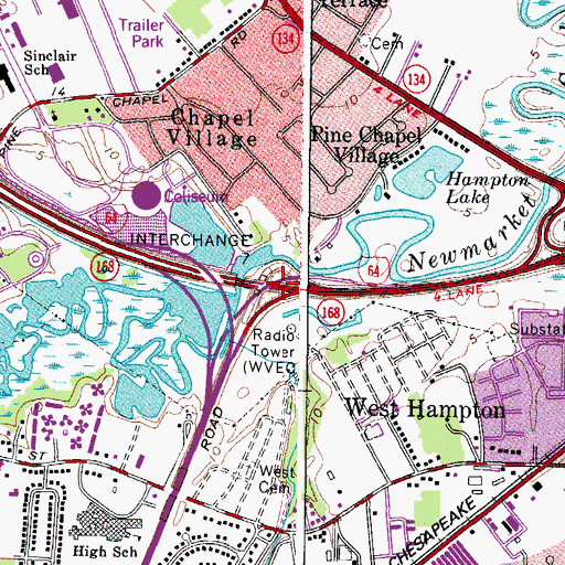 Topographic Map of Interchange 264, VA