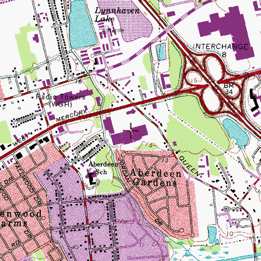 Topographic Map of Mercury Plaza Mall Shopping Center, VA