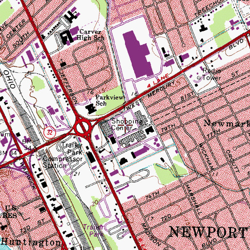 Topographic Map of Newmarket South Shopping Center, VA