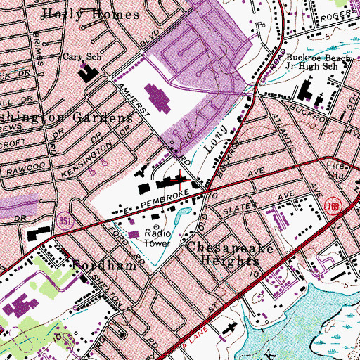 Topographic Map of Buckroe Shopping Center, VA