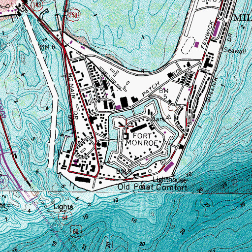 Topographic Map of Casemate Museum, VA