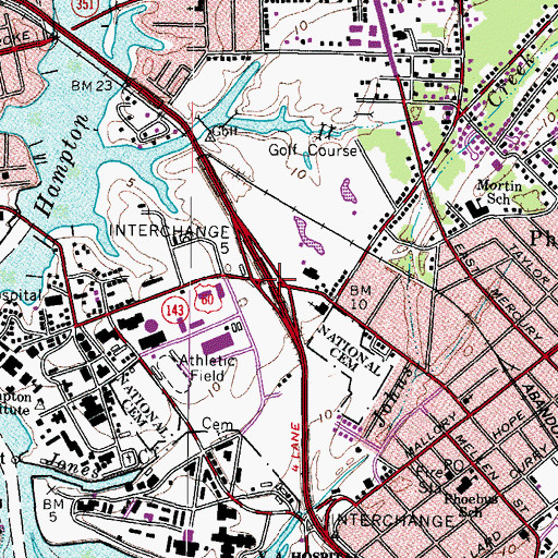 Topographic Map of Interchange 267, VA