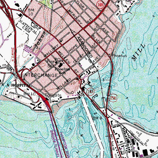 Topographic Map of Phoebus United Methodist Church, VA