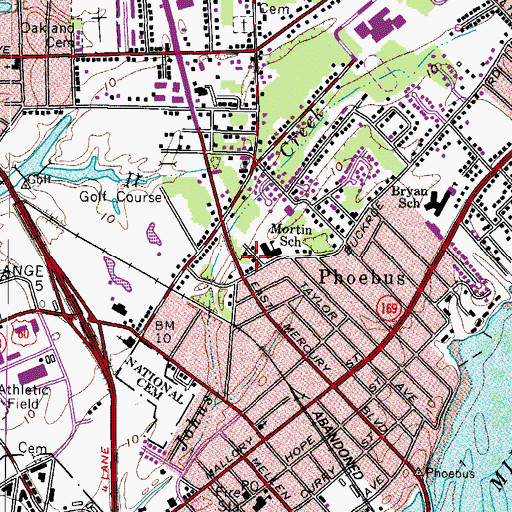 Topographic Map of Woodland Plaza Shopping Center, VA