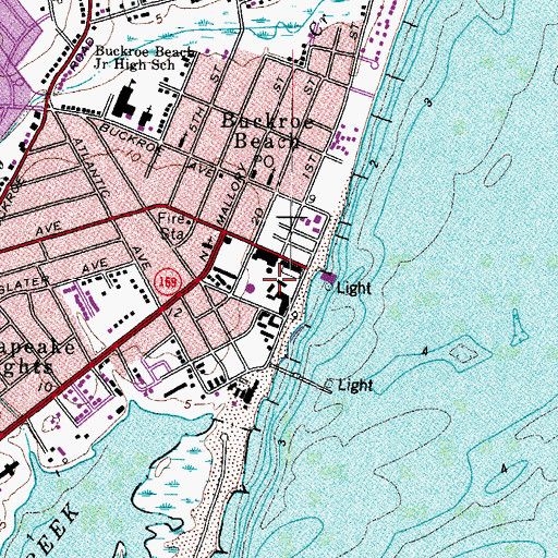 Topographic Map of Buckroe Beach Amusement Park, VA