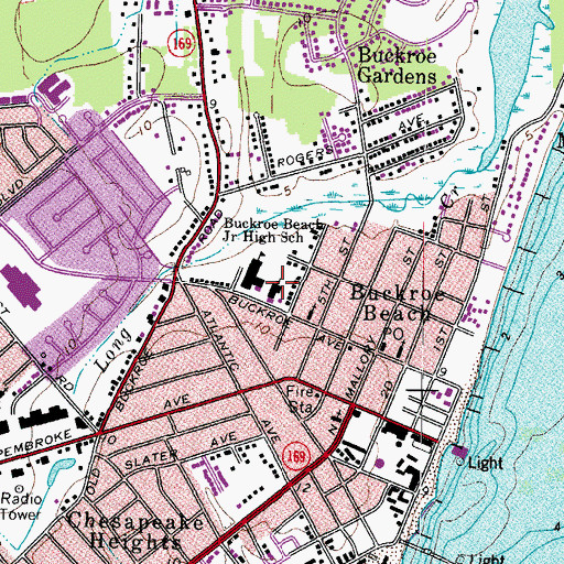 Topographic Map of Buckroe Beach Methodist Church, VA