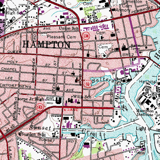 Topographic Map of Central United Methodist Church, VA