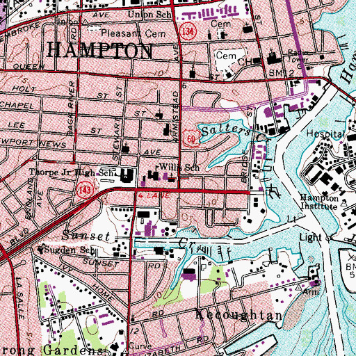 Topographic Map of First Presbyterian Church of Hampton, VA