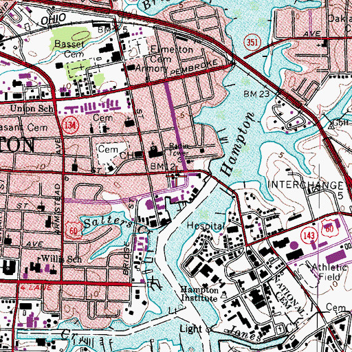Topographic Map of First United Methodist Church, VA