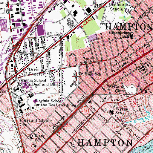 Topographic Map of George Wythe Junior High School, VA