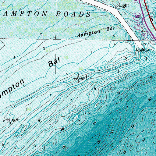 Topographic Map of Hampton Roads Anchorage Light, VA