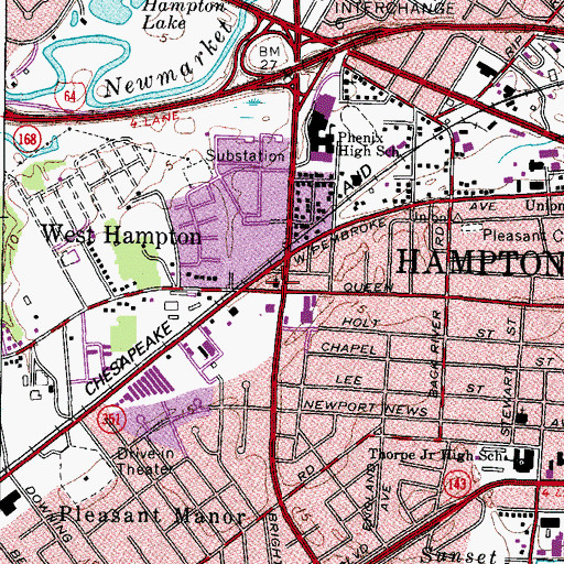 Topographic Map of Lincoln Park Baptist Church, VA