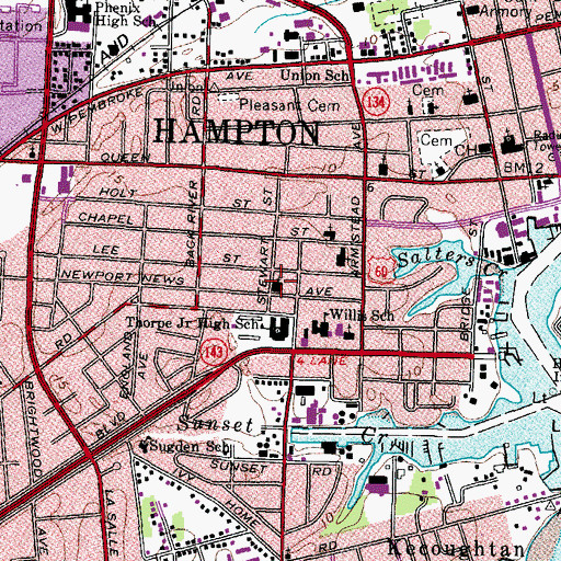 Topographic Map of Memorial Baptist Church, VA