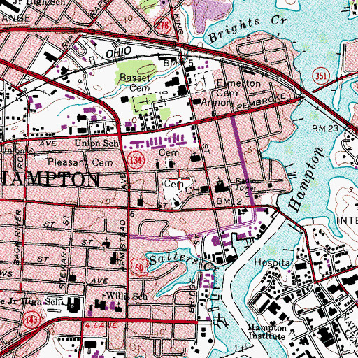 Topographic Map of Saint John's Cemetery, VA
