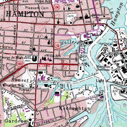 Topographic Map of Victoria Boulevard Historic District, VA