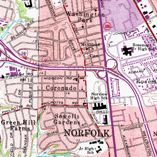 Topographic Map of Coronado School, VA