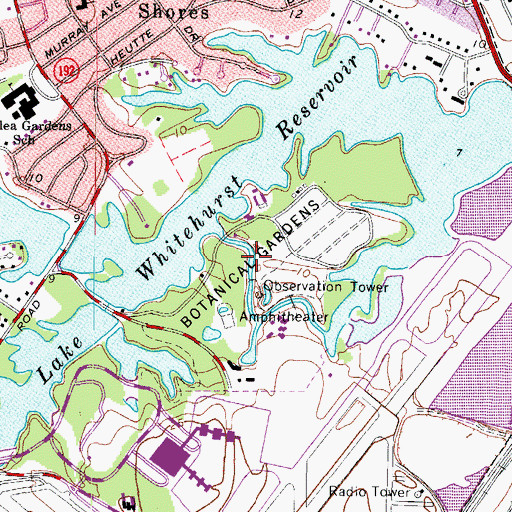Topographic Map of Norfolk Botanical Garden, VA