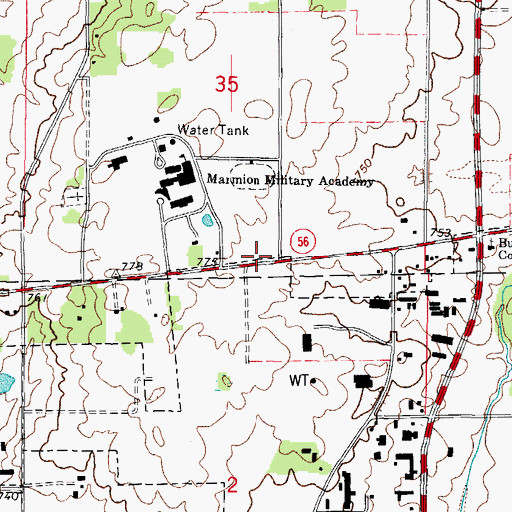 Topographic Map of Big Woods (historical), IL