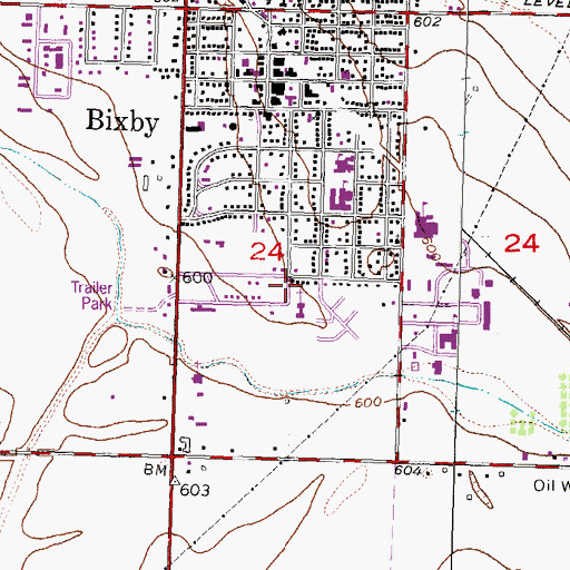 Topographic Map of Bixby Christian Church, OK