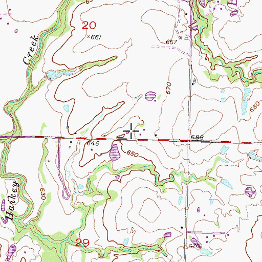 Topographic Map of Cedar Ridge Christian Church, OK