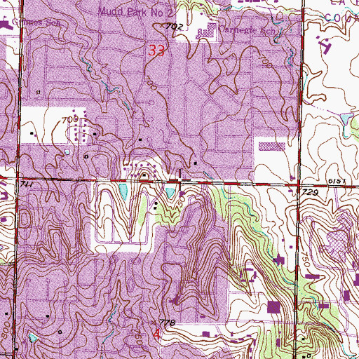 Topographic Map of Kirk of the Hills Presbyterian Church, OK