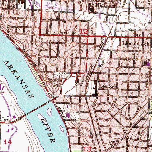 Topographic Map of Unity Center of Tulsa, OK
