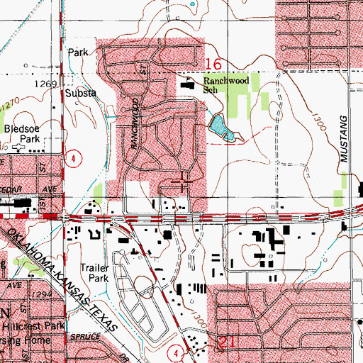 Topographic Map of First Church of the Nazarene, OK